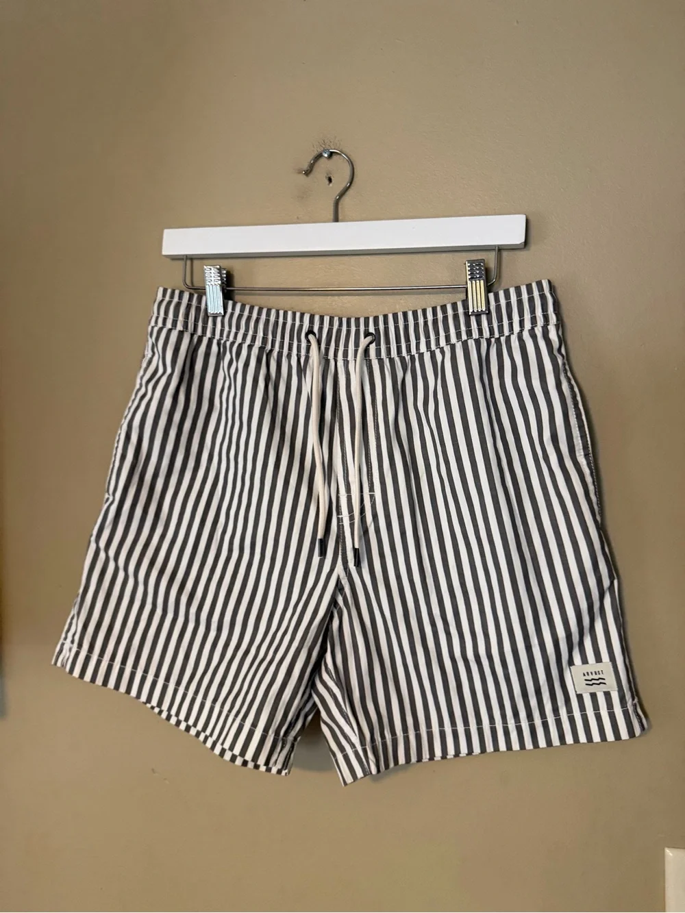 Arvust Dover Volley White and Grey Striped Boardshorts NEW